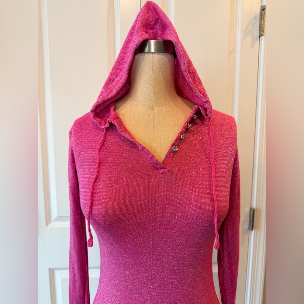 Candie's Hot Pink Hooded Chemise Slip - Picture 6 of 7